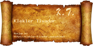 Klekler Tivadar névjegykártya